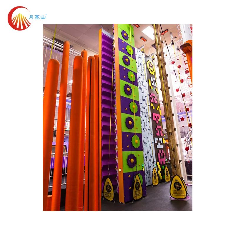 Fun And Excitement Bright Red Rock Climbing Wall For Children